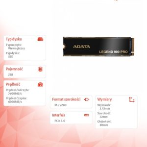 Dysk SSD LEGEND 900 Pro 2TB PCIe 4x4 7.4/6.5 GB/s M2