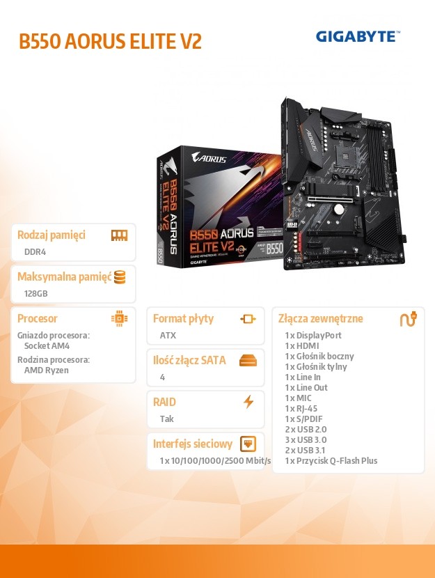 a4009cf22c859f1cfdacab0790e89672.jpg Płyta główna B550 AORUS ELITE V2 AM4 4DDR4 HDMI/DP M.2 ATX