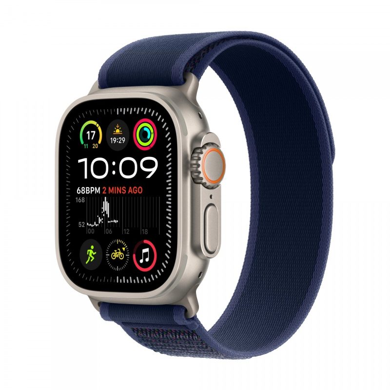 aeb3450f8874d86ae78ce42fe609a28b.jpg Watch Ultra 2 GPS + Cellular, koperta 49 mm z tytanu w kolorze naturalnym z opaską Trial M/L w kolorze niebieskim