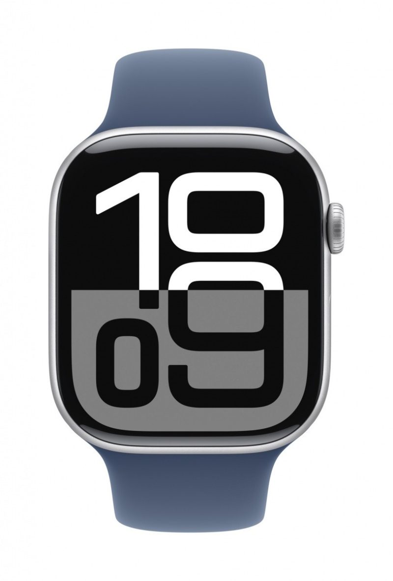 b661a74bb96e0375f8c1195d9b9318db.jpg Watch Series 10 GPS, koperta 42 mm z aluminium w kolorze srebrnym z paskiem sportowym w kolorze denim - rozmiar M/L