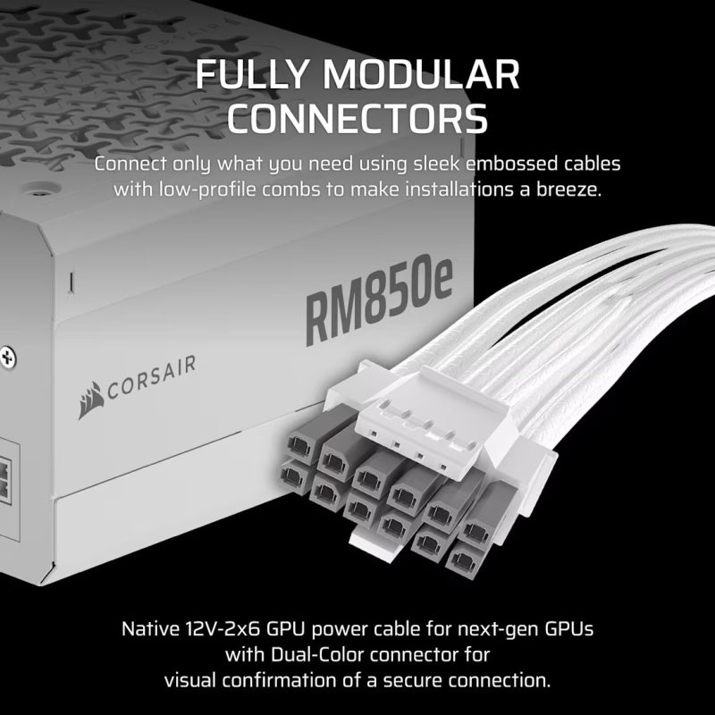 Zasilacz RM850e WHITE 80+GOLD F.MODULAR ATX 3.1