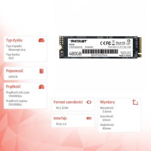 Dysk SSD P310 480GB M.2 2280 1700/1500 PCIe NVMe Gen3 x 4