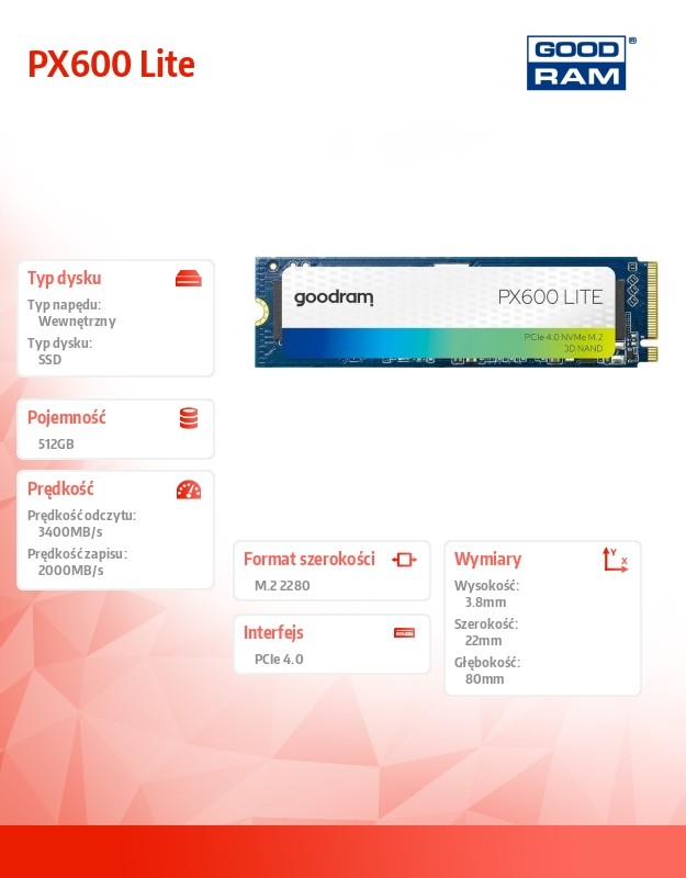 bd429281cd2c4a75aa998cdaabaa78aa.jpg Dysk SSD PX600 Lite 512GB Gen4x4 NVMe 2280 3400/2000MB/s