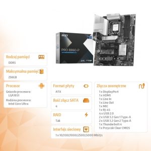 Płyta główna PRO B860-P s1851 4DDR5 ATX