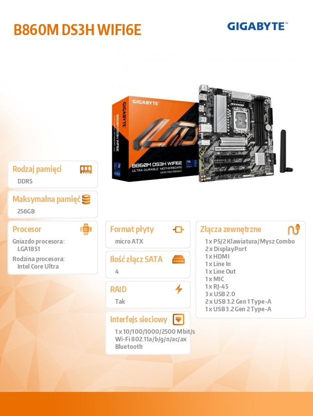 Płyta główna B860M DS3H WIFI6E