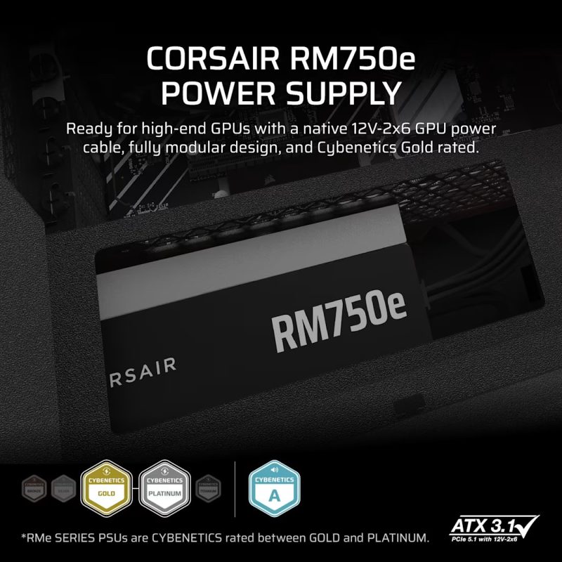 Zasilacz RM750e PCIe 5.1 80+GOLD F.MODULAR ATX3.1
