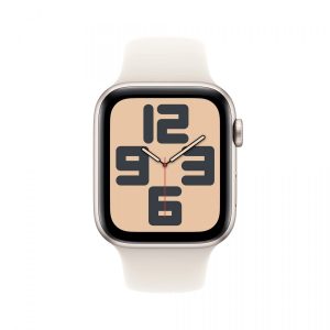 Watch SE GPS + Cellular, koperta 40 mm z aluminium w kolorze księżycowej poświaty z paskiem sportowym w kolorze księżycowej poświaty - rozmiar M/L