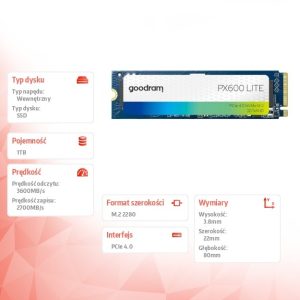 e097c693a880d66e154a6c33a27e62d5.jpg Dysk SSD PX600 Lite 1TB | PCIe Gen4x4 | 3600/2700MB/s | M.2 2280