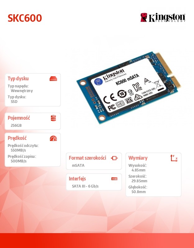 f54d5324fccc2049fc823f7a0f9bb39e.jpg Dysk SSD SKC600 256GB mSATA 550/500 MB/s