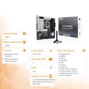 Płyta główna PRIME B860M-A WIFI s1851 XDDR5 USBC mATX