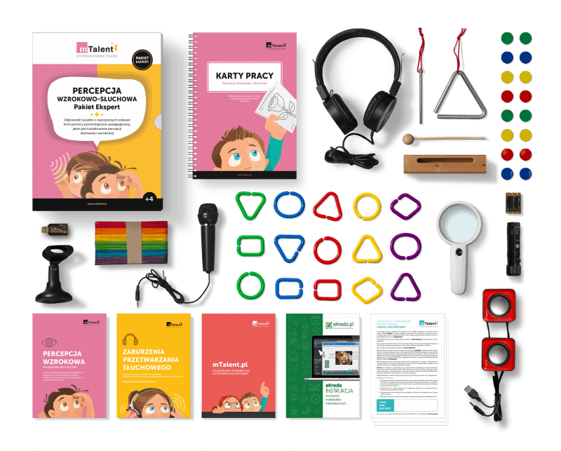 mtalent_zawartosci_pudelek_sluch-wzrok-expert mTalent Pakiet Percepcja wzrokowo-słuchowa