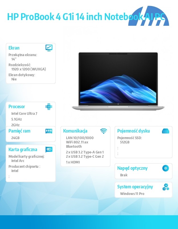 Notebook ProBook 4 G1i U7-255H 512GB/24GB/W11P/14.0   C51N2ET