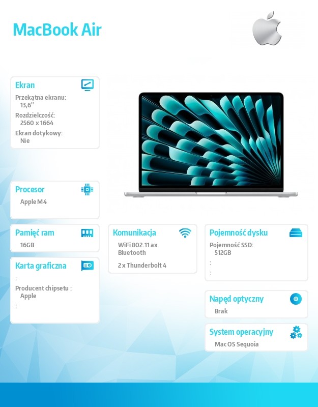 MacBook Air 13 cali /10C GPU/24GB /512GB Srebrny