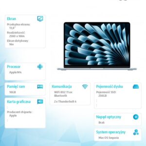 MacBookAir 13 cali /8C GPU/16GB/ 256GB Niebieski