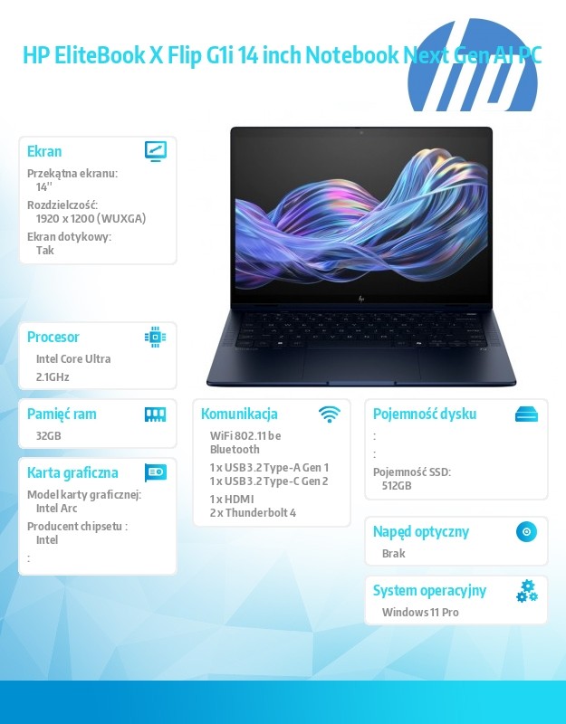 Notebook EliteBook X Flip G1i U5 228V/512GB/32GB/W11P/14.0   B9ZX7ET