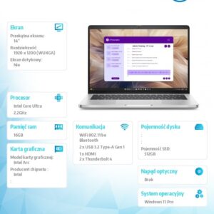 Laptop Dell Pro 14 Plus PB14250 W11P Ultra 7 266V/16GB/512GB CL25/14.0 FHD+/Arc/FgrPr&SmtCd/Cam&Mic/WWAN Ready+BT/BcklKb/3C/vPro/3YPS Aluminum