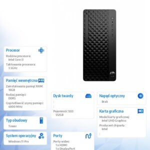 Komputer ProDesk 2 Tower G1i E i3-14100 512GB/16GB/W11P B6ZC8ET