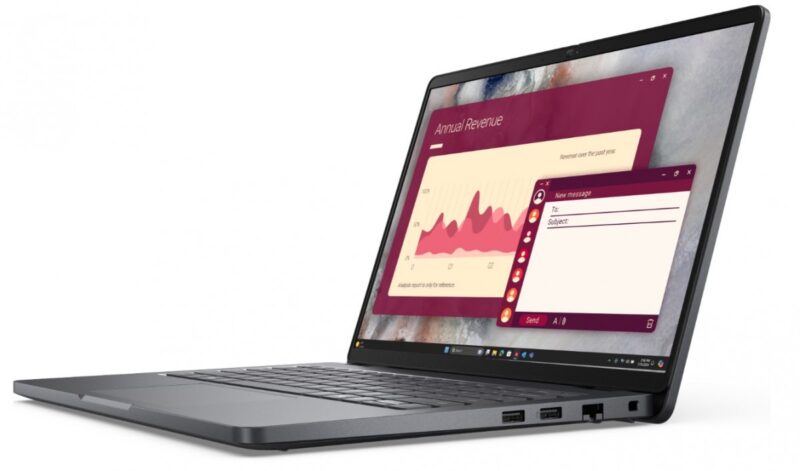 Laptop Dell Pro 14 PC14250 W11P C5 220U/16GB/512GB CL25/14.0 FHD+/INT/FgrPr/FHD/IRCam/Mic/WLAN+BT/BcklKb/3C/3YPS Magnetite color, textured finish