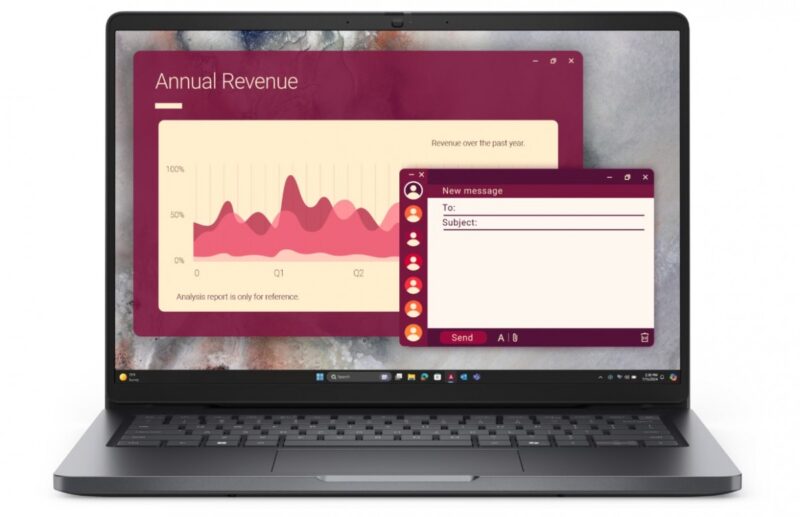 Laptop Dell Pro 14 PC14250 W11P C3 100U/8GB/512GB CL25/14.0 FHD+/INT/FgrPr/FHD/IRCam/Mic/WLAN+BT/BcklKb/3C/3YPS Magnetite color, textured finish