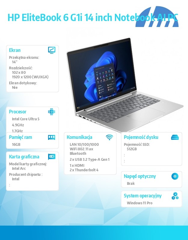 Notebook EliteBook 6i U5-225H 512GB/16GB/W11P/14.0   C51N6ET