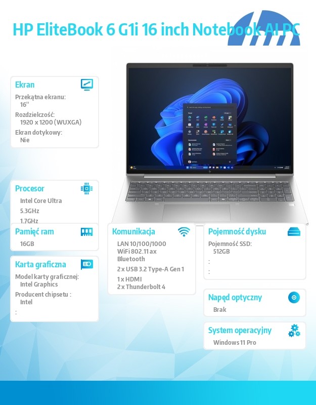 Notebook EliteBook 6 G1i U7-265U 512GB/16GB/W11P/16.0   C51GJET