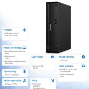Komputer ThinkCentre M90s G6 SFF 12YU0010PB W11Pro Ultra 5 245/16GB/512GB/INT/DVD/vPro/3YRS OS + 1YR Premier
