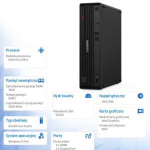 Komputer ThinkCentre M90s G6 SFF 12YU000XPB W11Pro Ultra 7 265/16GB/512GB/INT/vPro/DVD/1YR Premier + 3YRS OS