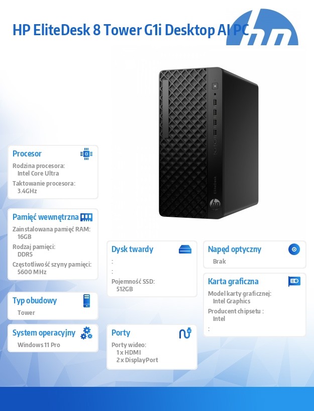 Komputer EliteDesk 8 Tower G1i U5-235 512GB/16GB/W11P      A55S1ET