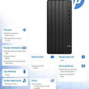 Komputer Pro Tower 290 G9 i3-14100 512GB/8GB/W11P       B6ZA9ET