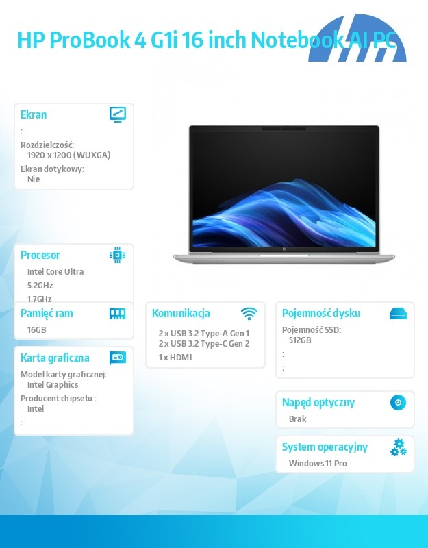 Notebook ProBook 4 G1i U7-255U 512GB/16GB/W11P/16.0   C51MNET