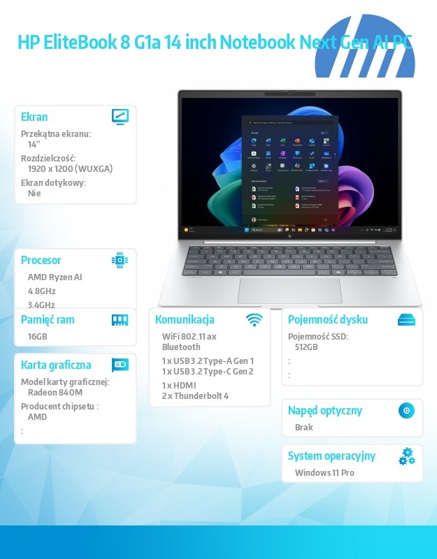 Notebook EliteBook 8 G1a Ryzen AI 5 PRO 340  512GB/16GB/W11P/14.0   C51H0ET
