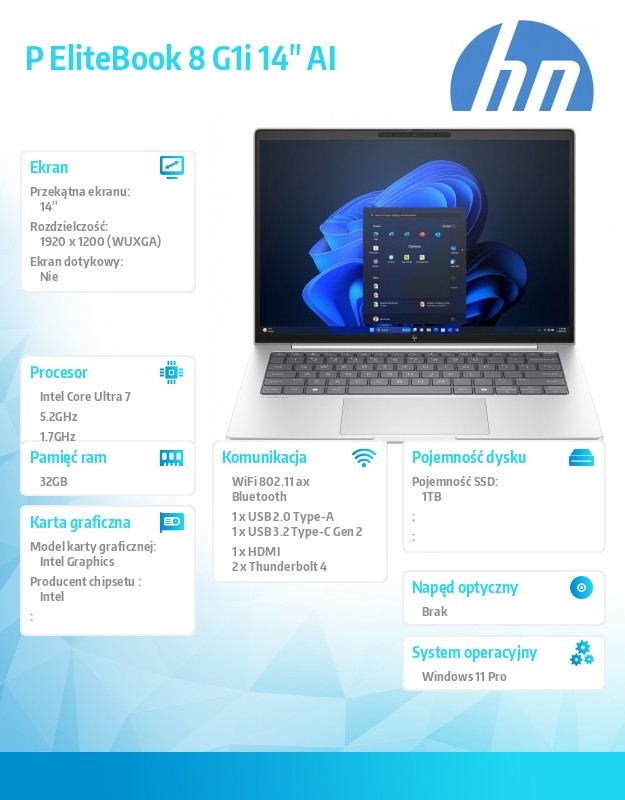 Notebook EliteBook 8 G1i U7-255U 1TB/32/W11P/14   C51GCET