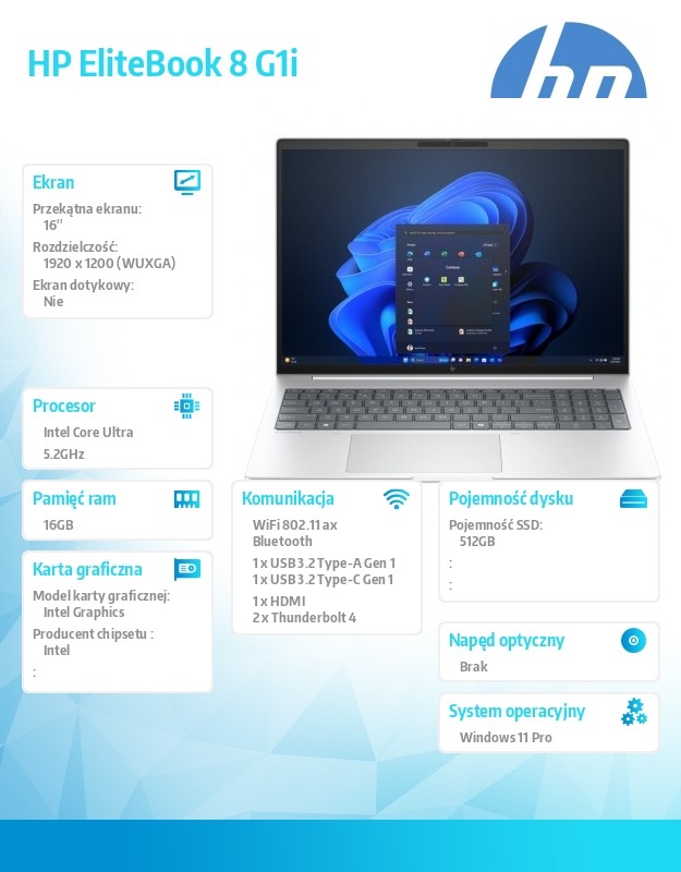 Notebook EliteBook 8 G1i U7-255U 512GB/16GB/W11P/16cali   C51LLET