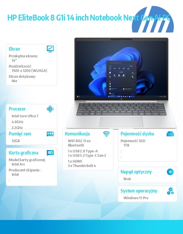 Notebook EliteBook 8 G1i U7-258V 1TB/32GB/W11P/14.0   C51H1ET