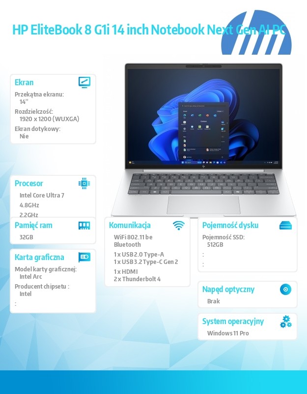 Notebook EliteBook 8 G1i U7-258V 512GB/32GB/W11P/14.0   C51H6ET