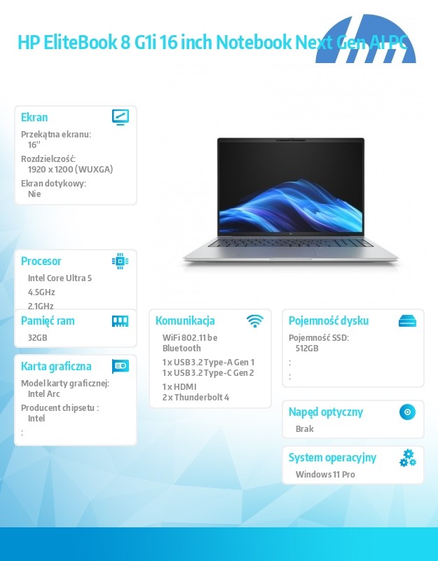 Notebook EliteBook 8 G1i U5-228V 512GB/32GB/W11P/16.0   C51MMET