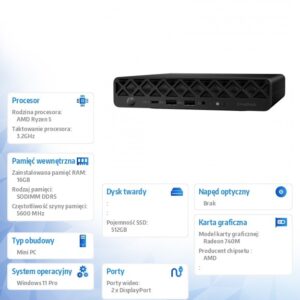 Komputer EliteDesk Mini G1a R5P-215 512GB/16GB/W11P      C9TQ6ET