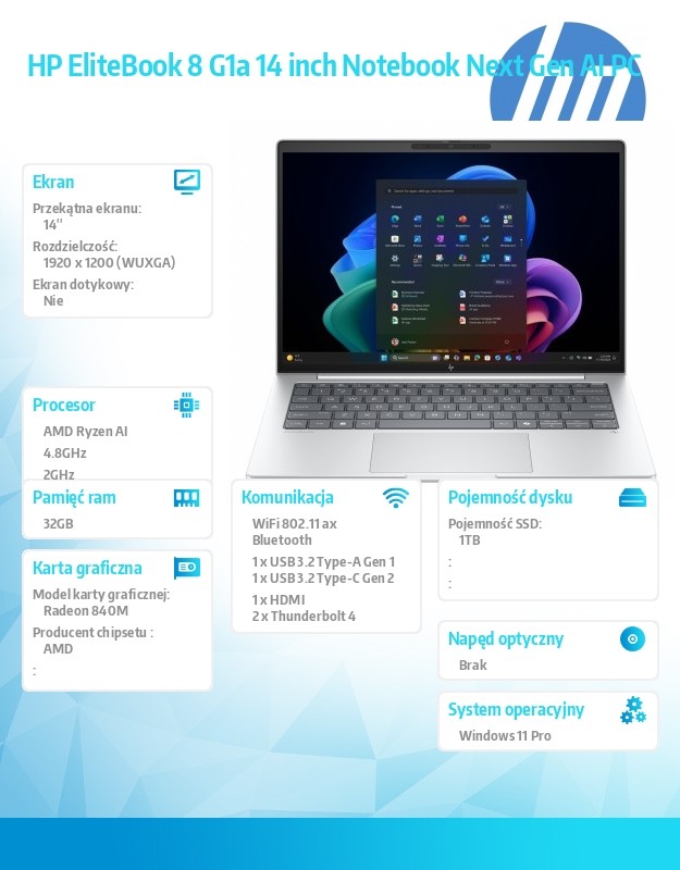 Notebook EliteBook 8 G1a Ryzen AI 5 PRO 340  1TB/32GB/W11P      C51HLET